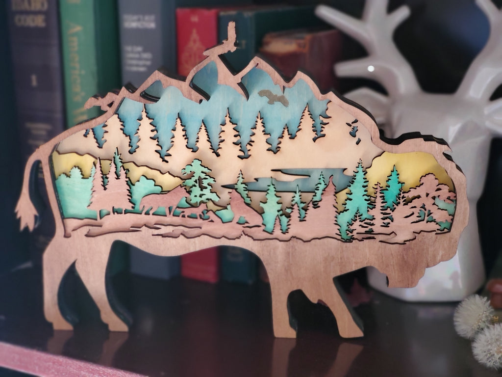 Bison Layered Wooden Art
