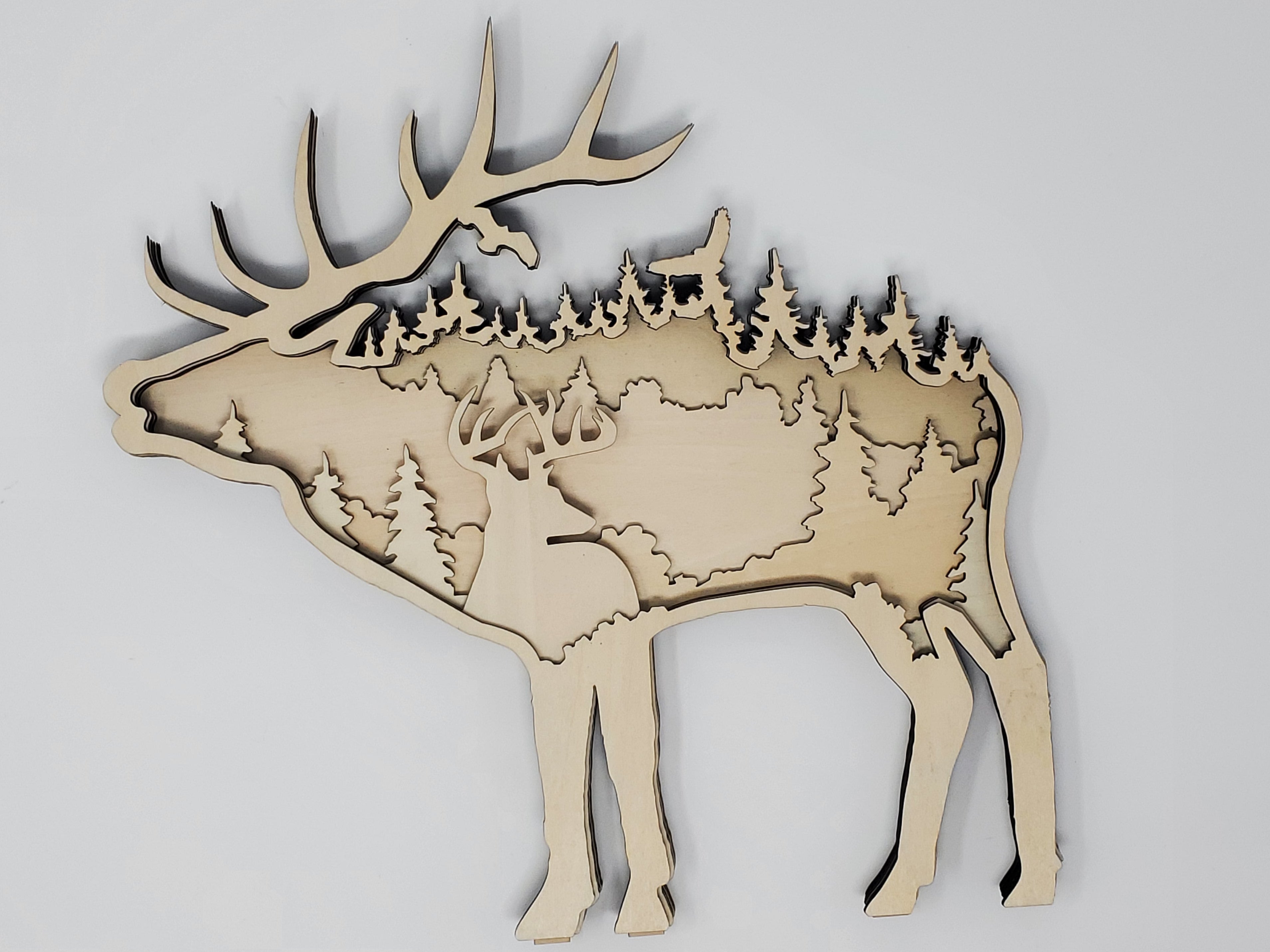 Elk/Deer Layered Wooden Art