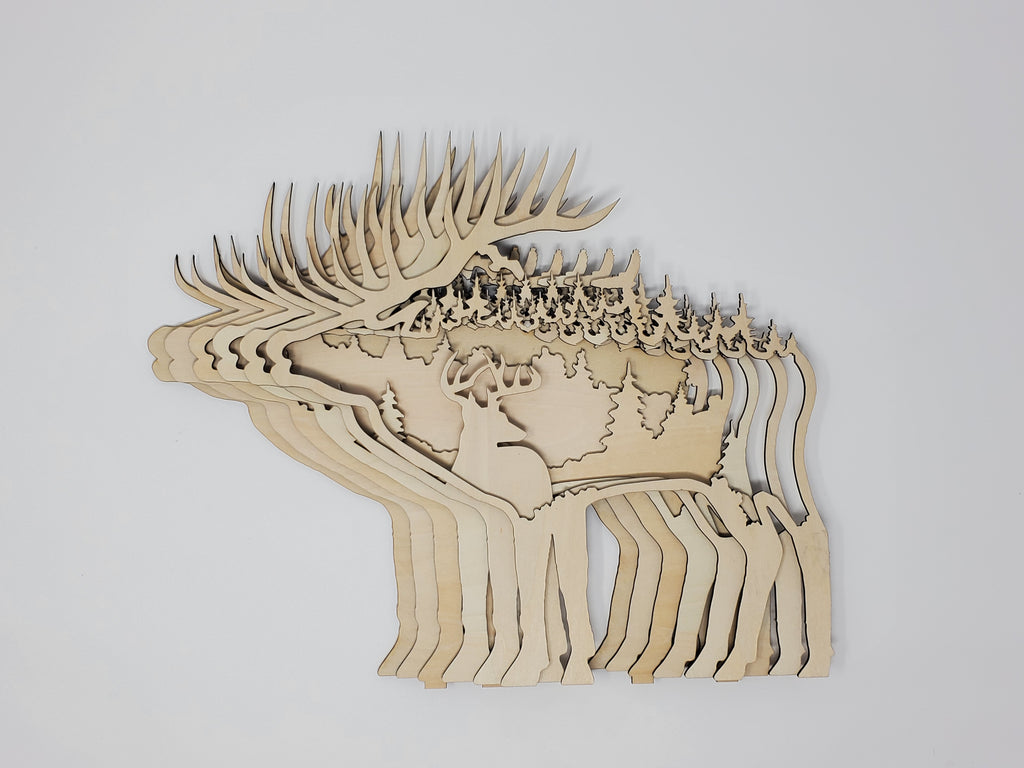 Elk/Deer Layered Wooden Art