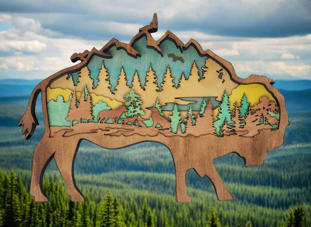 Bison Layered Wooden Art