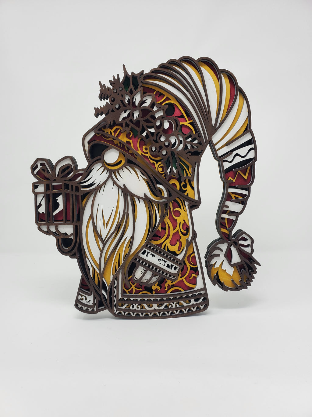 6-Layer Holiday Gnome – Handcrafted Laser-Cut Christmas Wall Art