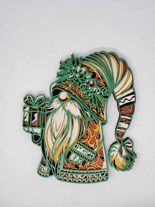 6-Layer Holiday Gnome – Handcrafted Laser-Cut Christmas Wall Art