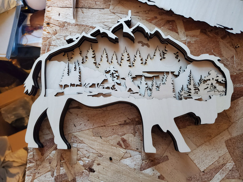 Bison Layered Wooden Art