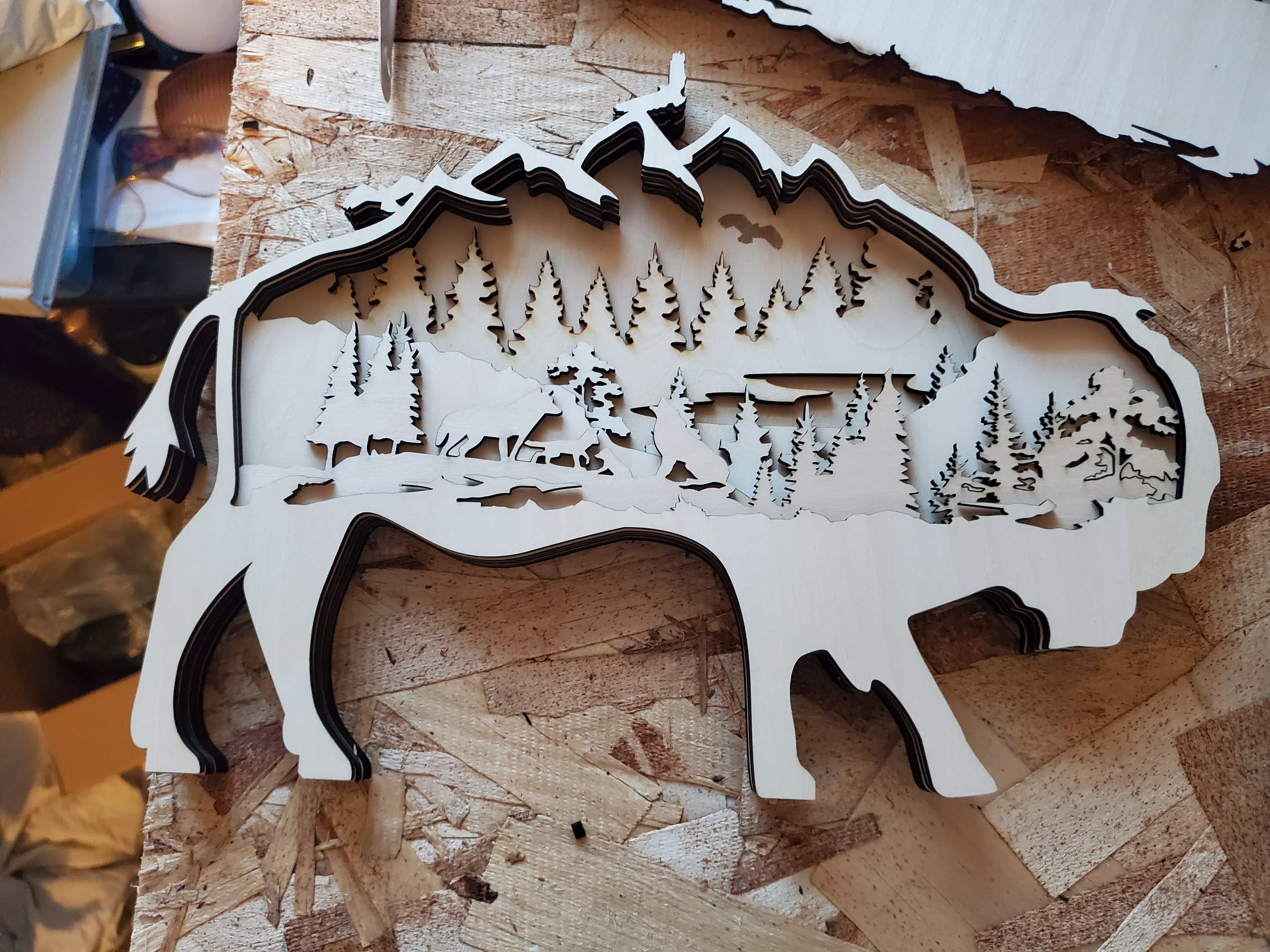 Bison Layered Wooden Art